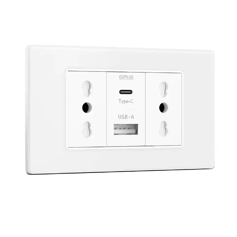 Tomacorriente Doble + Cargador Usb Y Tipo C Pared 16a 1