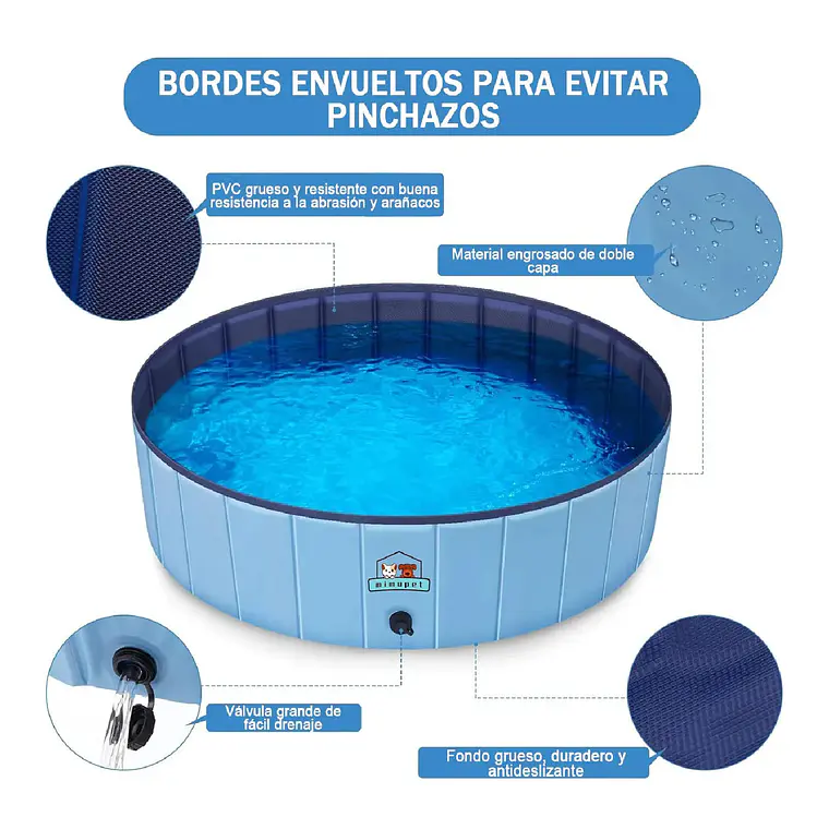 Piscina Plegable Para Mascotas Niños Pvc Resistente 120x30cm 4