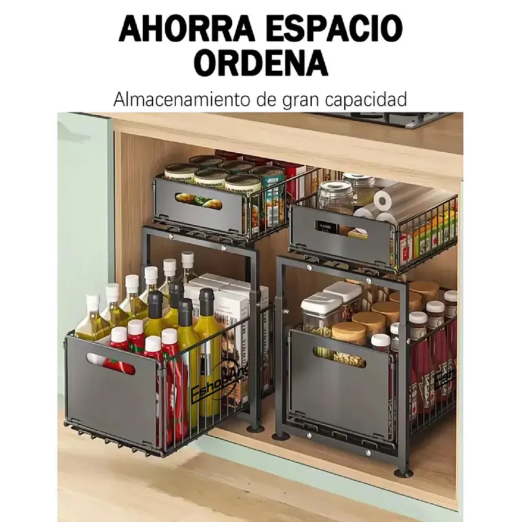 Estante Organizador Multiuso Deslizante Cocina Baño 2 Piso 4