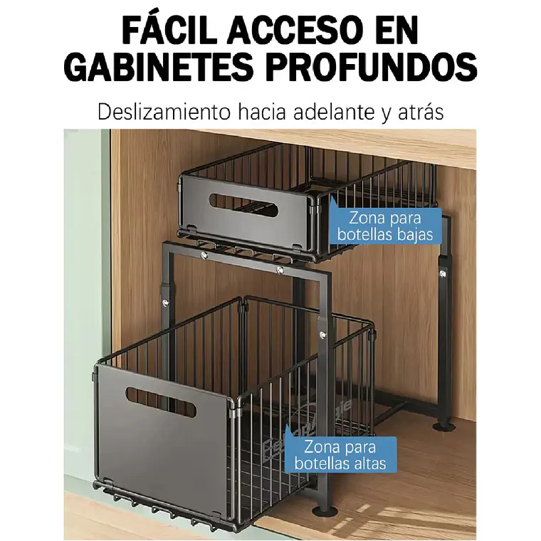 Estante Organizador Multiuso Deslizante Cocina Baño 2 Piso 6