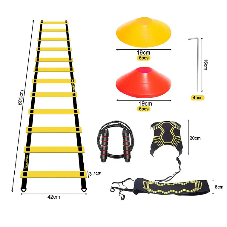 Kit Entrenamiento Agilidad Futbol Escalera Conos Cuerda 6