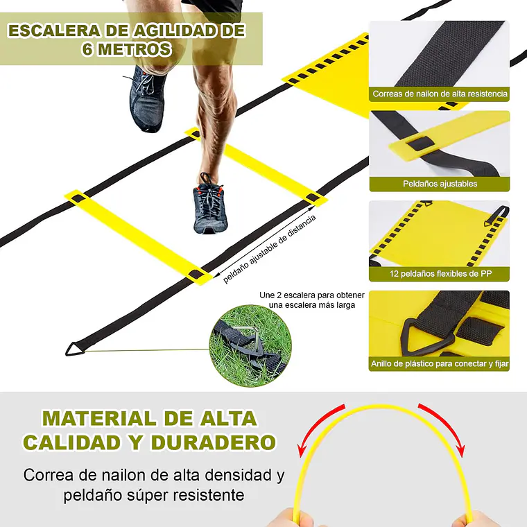 Kit Entrenamiento Agilidad Futbol Escalera Conos Cuerda 3