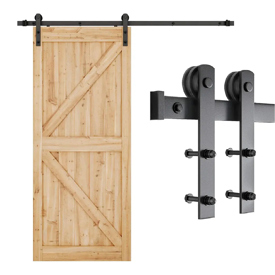 Kit Herraje Riel Para Puerta Corrediza Estilo Granero 2m 1