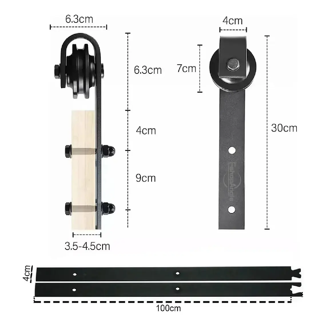 Kit Herraje Riel Para Puerta Corrediza Estilo Granero 2m 5