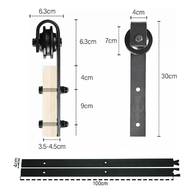 Kit Herraje Riel Para Puerta Corrediza Estilo Granero 2m 5