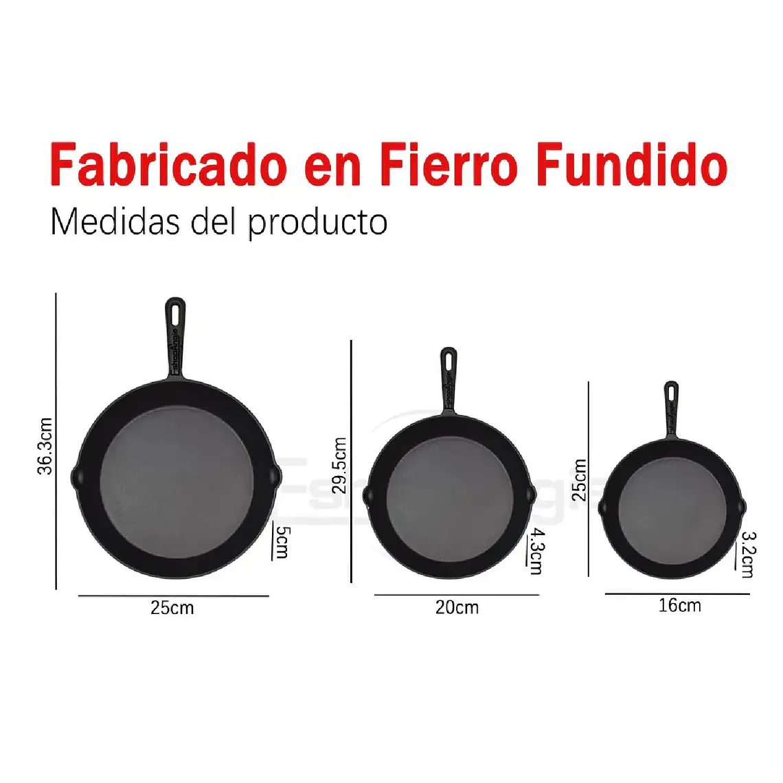 Set De 3 Sartenes De Hierro Fundido 16 20 Y 25cm Cocina 6