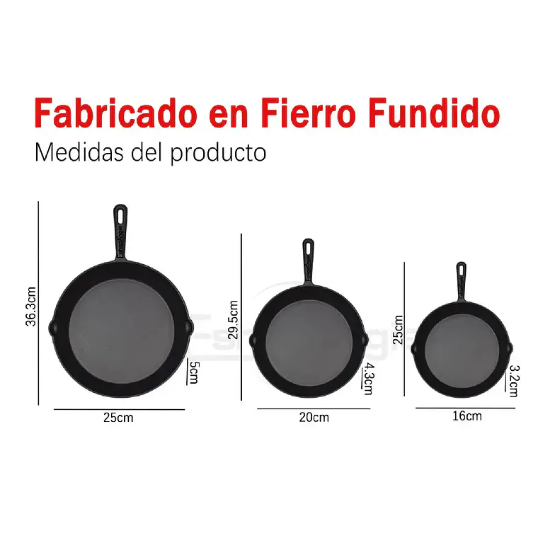 Set De 3 Sartenes De Hierro Fundido 16 20 Y 25cm Cocina 6