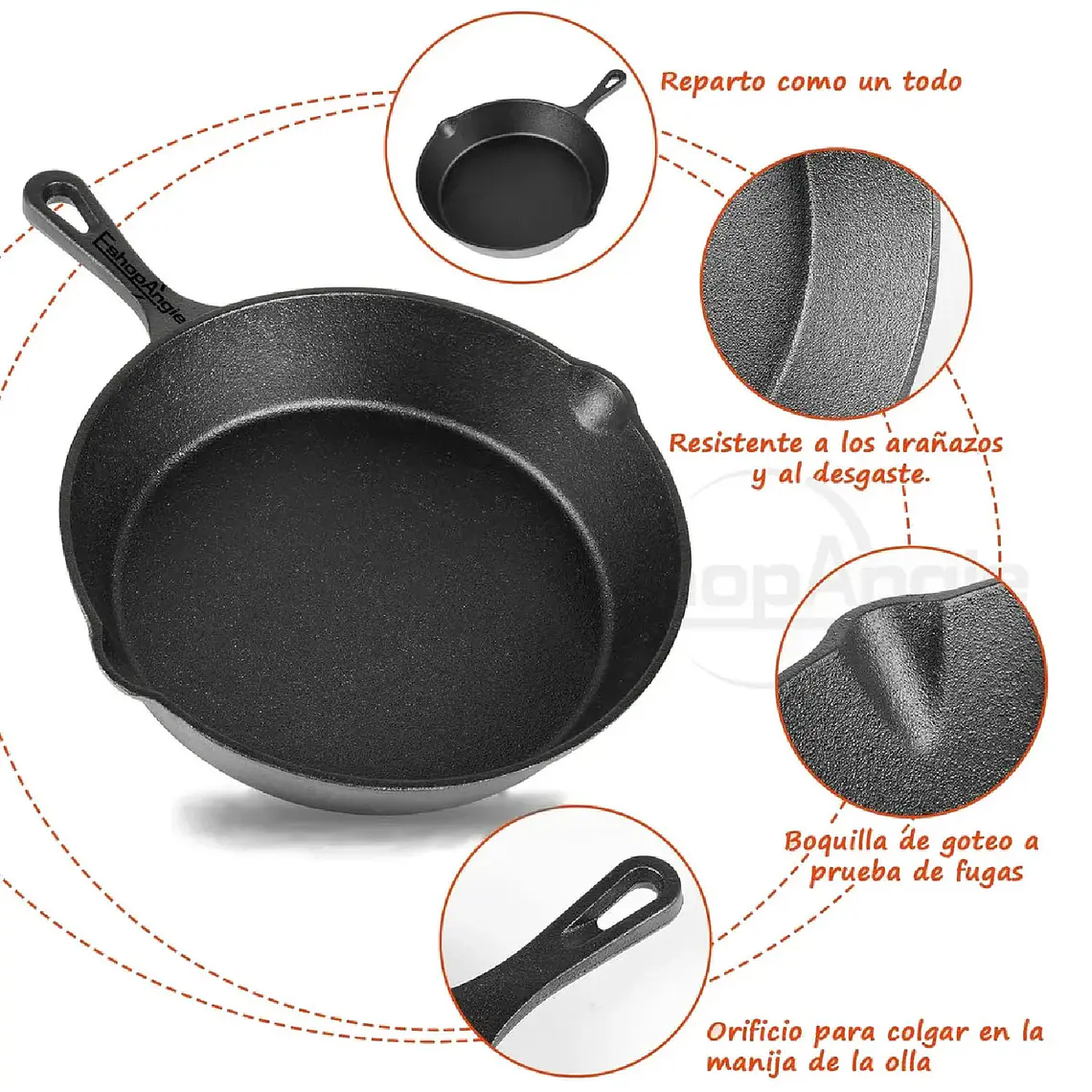 Set De 3 Sartenes De Hierro Fundido 16 20 Y 25cm Cocina 4