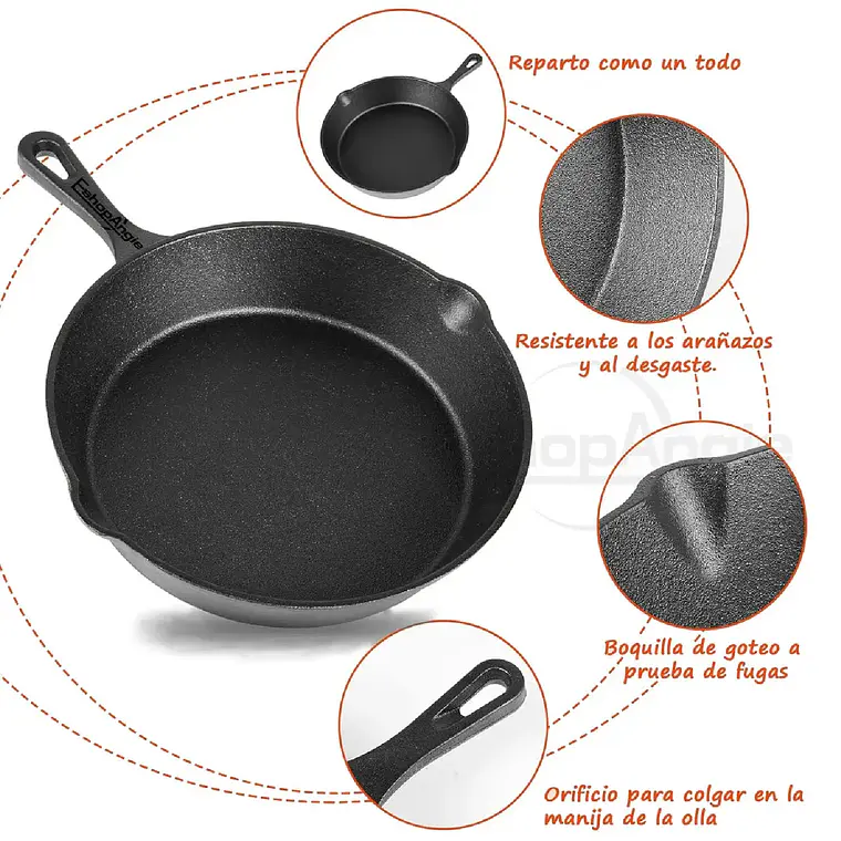 Set De 3 Sartenes De Hierro Fundido 16 20 Y 25cm Cocina 4