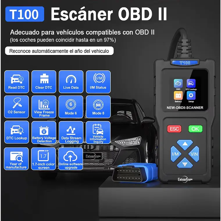 Escaner Automotriz Obd2 T100 Lector De Codigos Multimarca 3