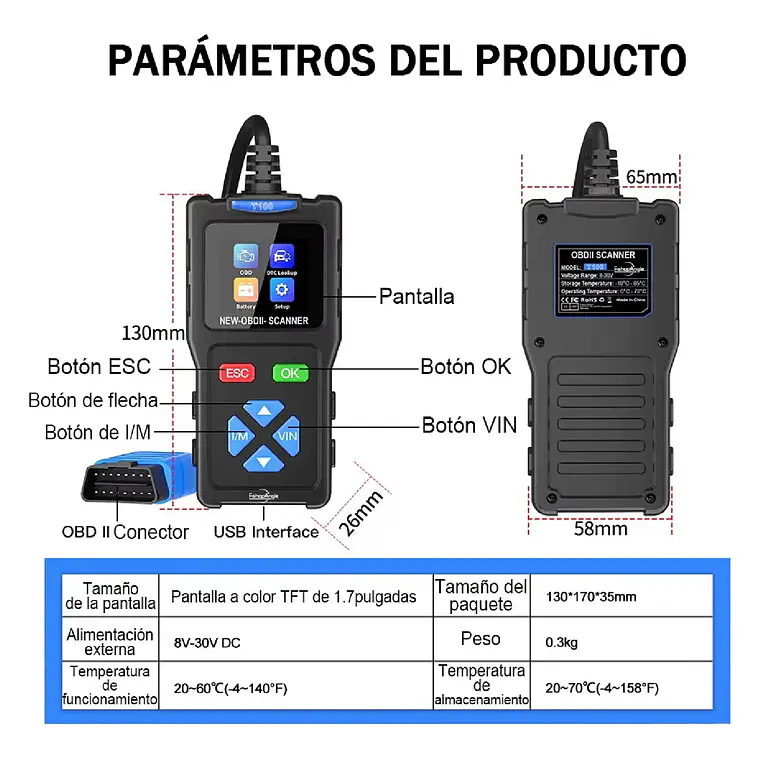 Escaner Automotriz Obd2 T100 Lector De Codigos Multimarca 5