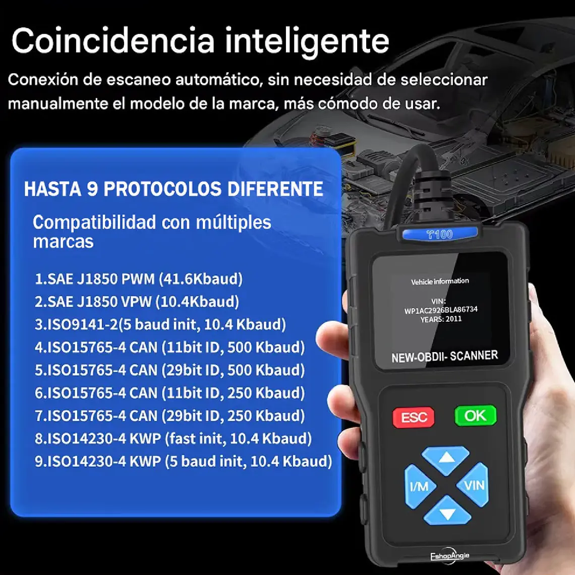 Escaner Automotriz Obd2 T100 Lector De Codigos Multimarca 6