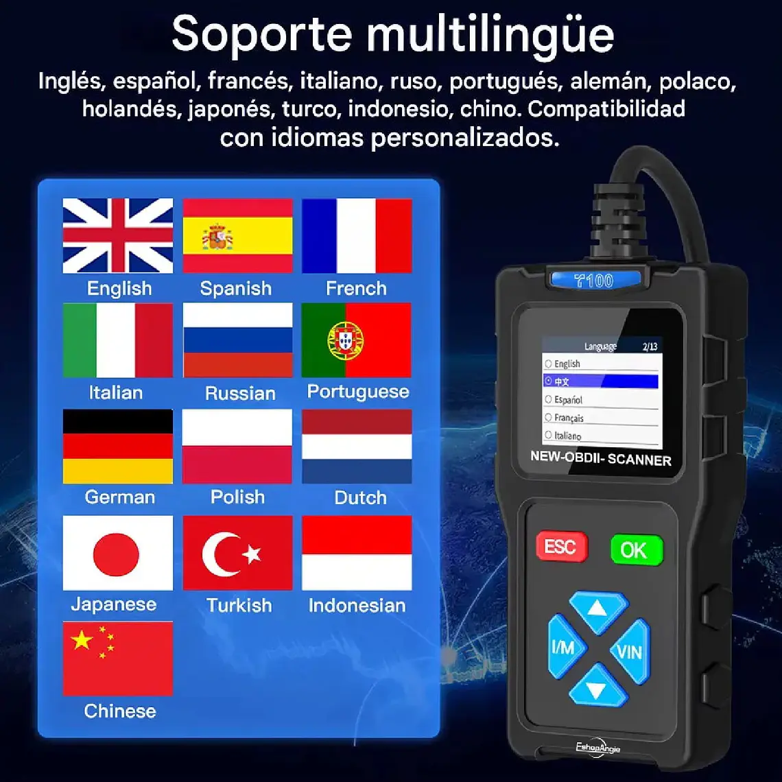 Escaner Automotriz Obd2 T100 Lector De Codigos Multimarca 7