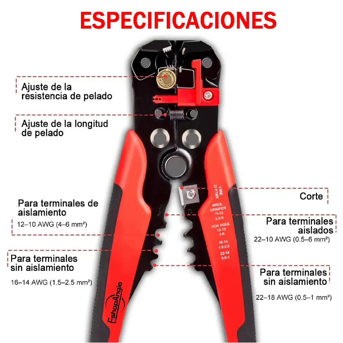 Kit 3en1 Alicate Crimpeadora Pelacables Y 1200 Terminales 3