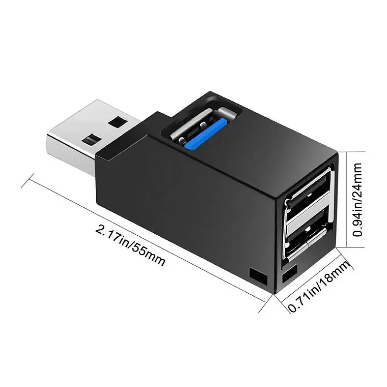Mini Hub Splitter Usb 3x1 (2 Usb 2.0 + Usb 3.0) 4