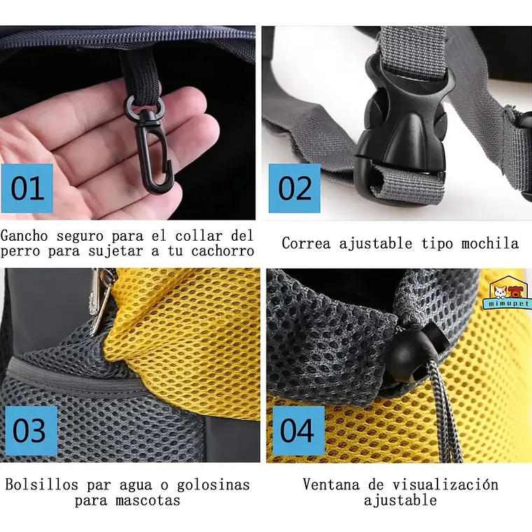 Mochila Transportadora Mascota Perros Gatos Malla Respirable 3