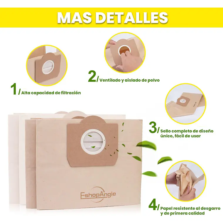 Set 10 Bolsas Papel Aspiradora Karcher Wd3 Mv3 Se4001 Nt20 3