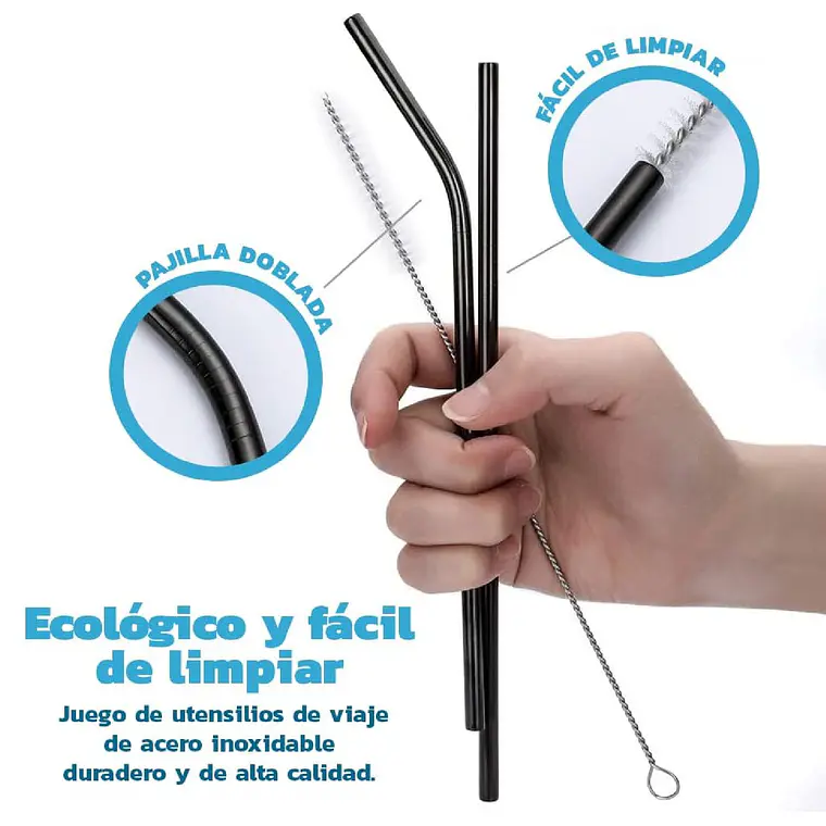 Juego De Cubiertos Portátiles Acero Inoxidable De 8 Piezas 2