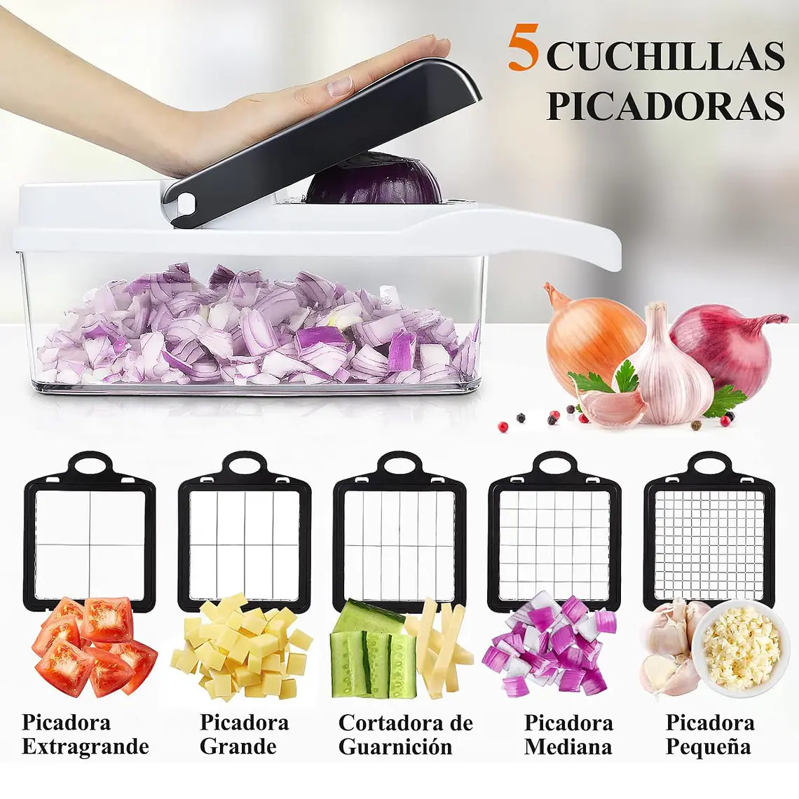 Picador De Verduras Multifuncional 26 Piezas Mandolina Ralla 5