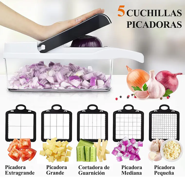 Picador De Verduras Multifuncional 26 Piezas Mandolina Ralla 5