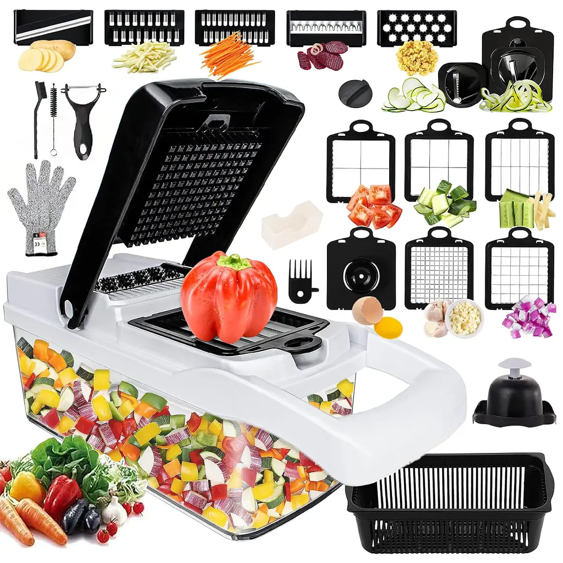 Picador De Verduras Multifuncional 26 Piezas Mandolina Ralla 1