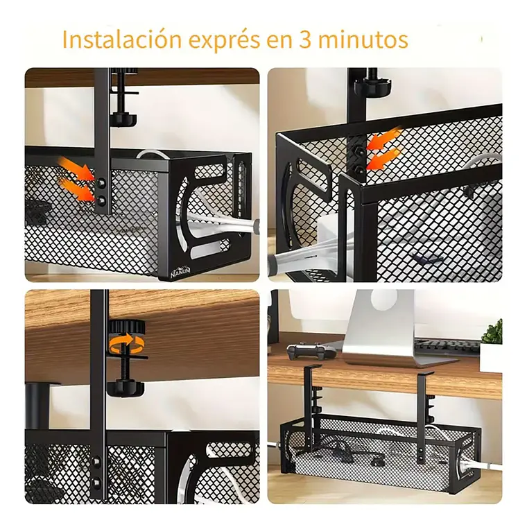 Organizador De Cables Escritorio Bandeja Rejilla Sin Taladro 3