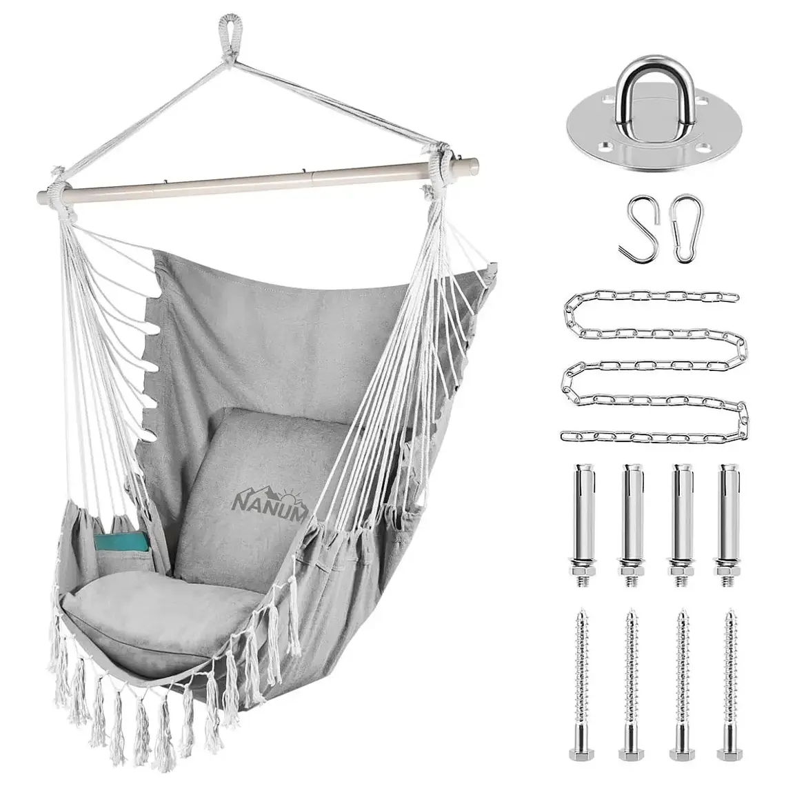 Silla Hamaca Colgante Columpio Con Cojín +kit De Instalación 1