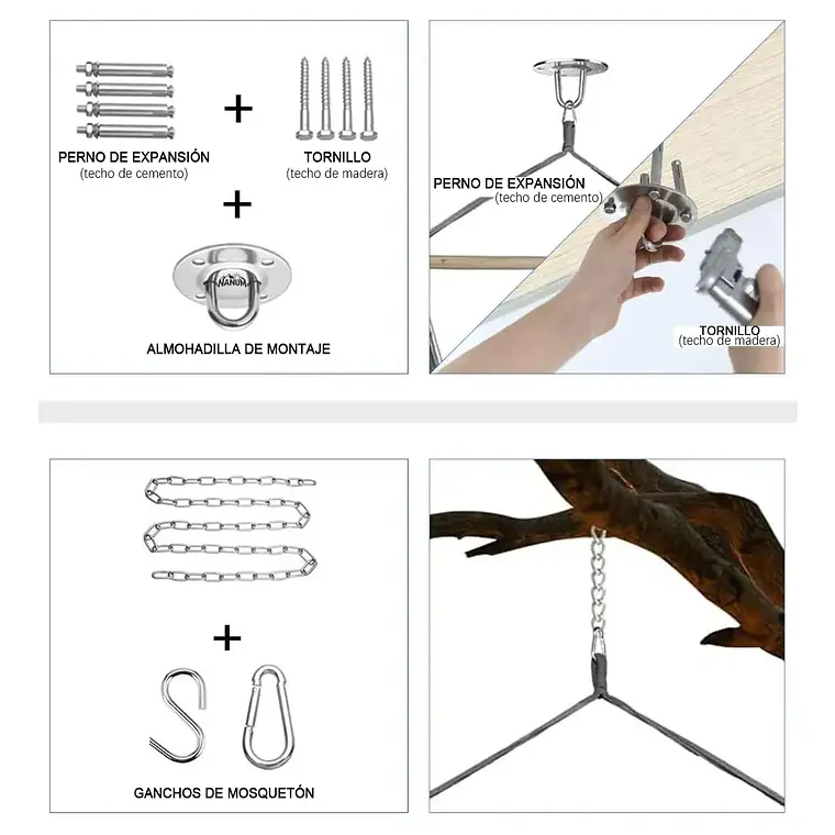 Silla Hamaca Colgante Columpio Con Cojín +kit De Instalación 7