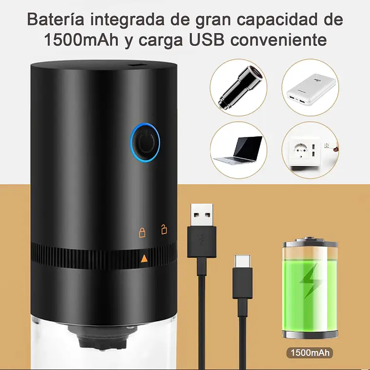 Moledor De Granos Molinillo Electrico Cafe Inalambrico Usb 3