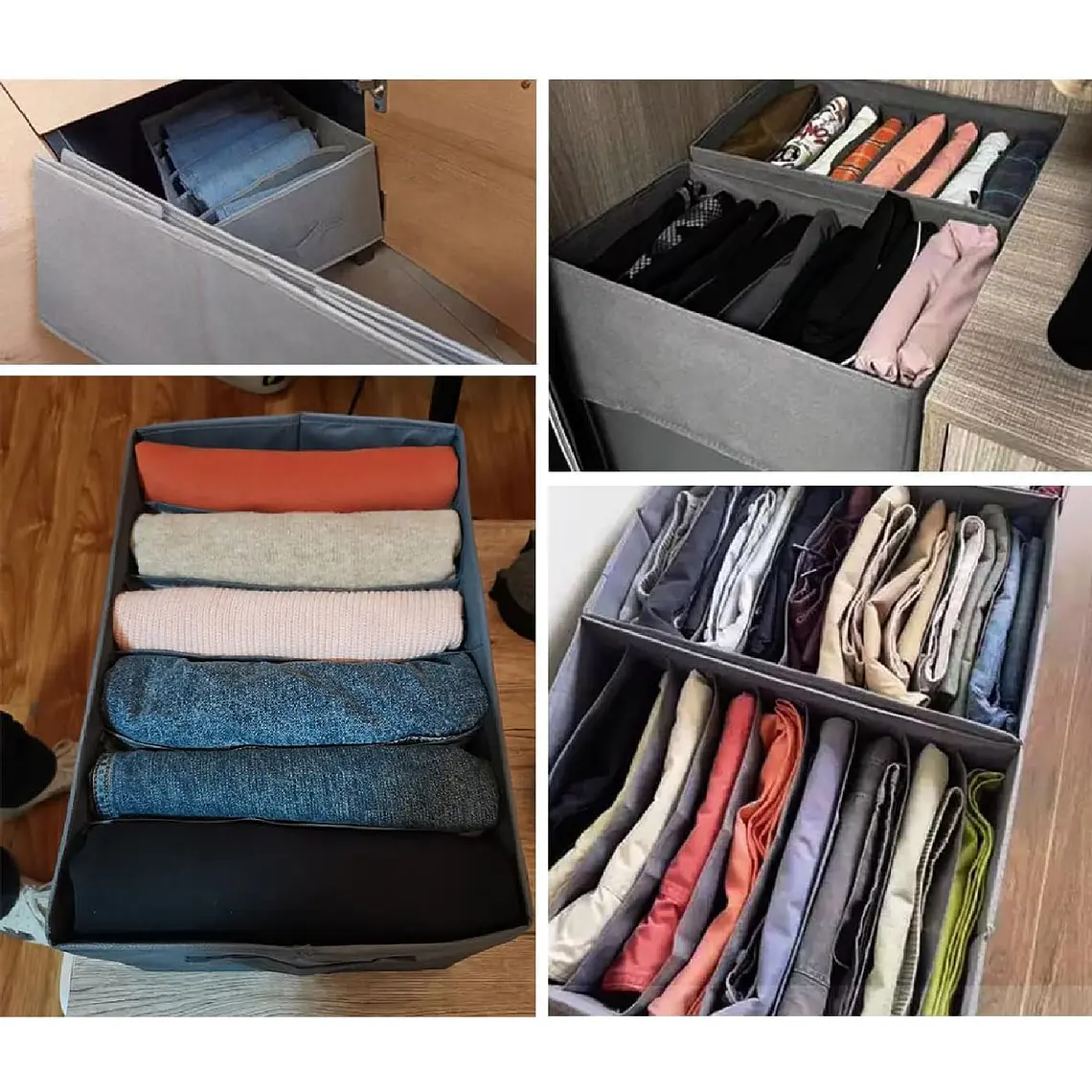 Pack 4 Bolsas Organizador Ropa Caja Plegable Con Asa 4