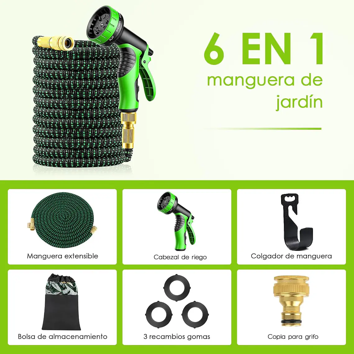 Manguera Retráctil Expandible Jardín 30 Metros Con Pistola 3