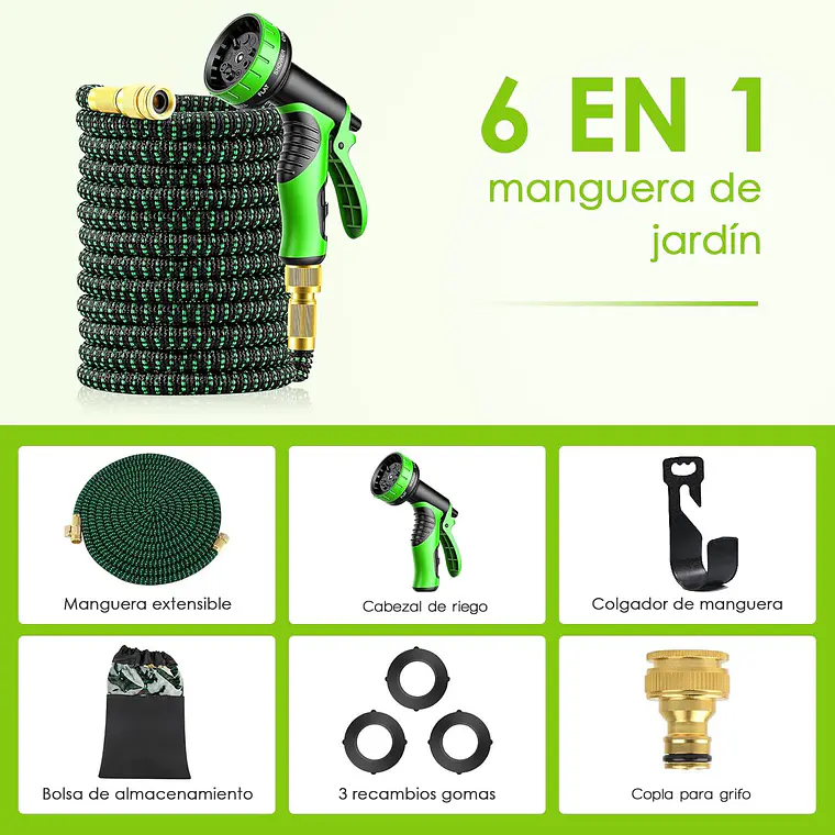 Manguera Retráctil Expandible Jardín 30 Metros Con Pistola 3