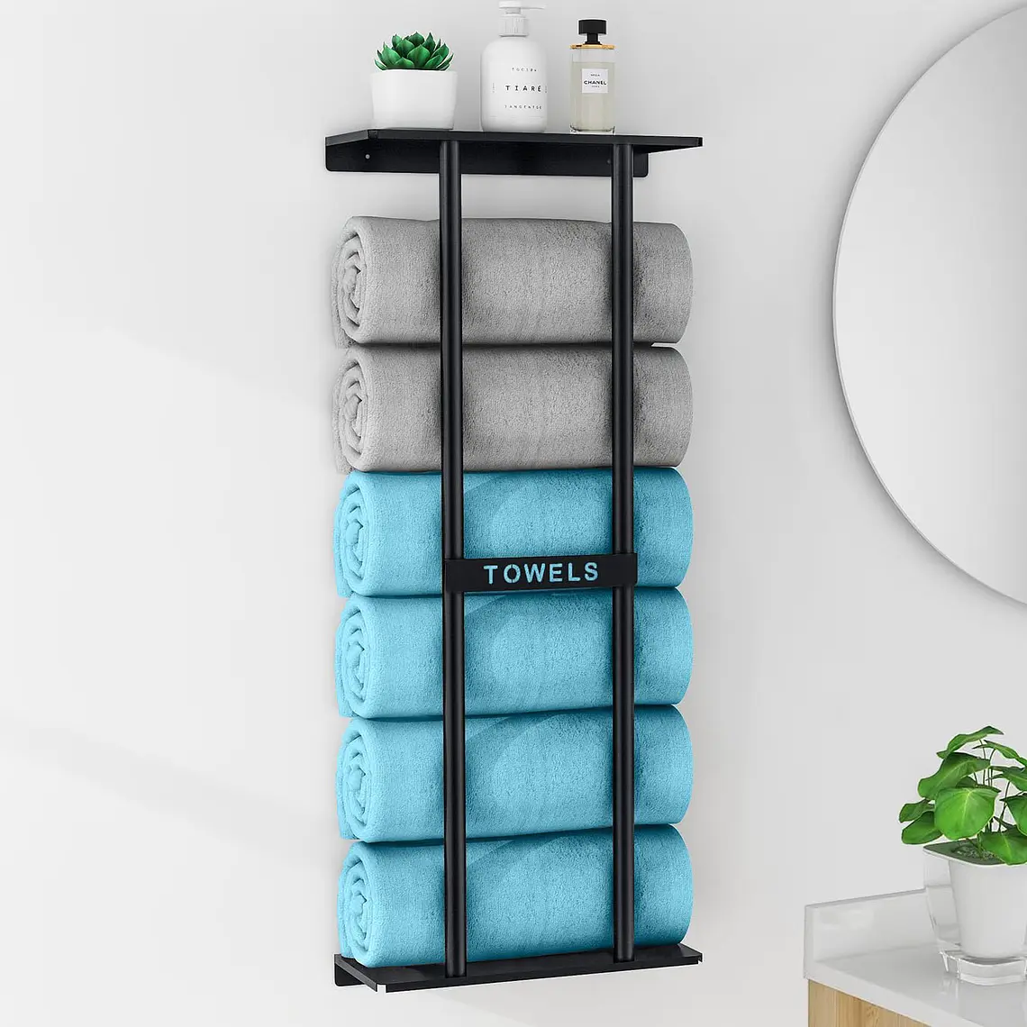 Repisa Con Porta Toallas Estante Toallero Baño Estanteria 2