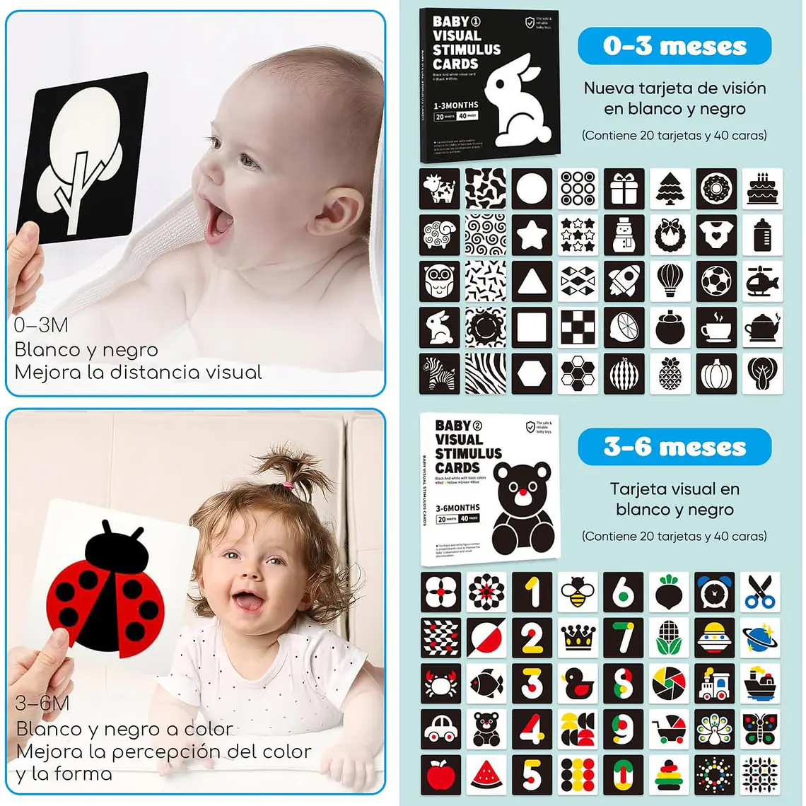 Set Tarjetas De Estimulacion Visual Para Bebes 0-36 Meses 6