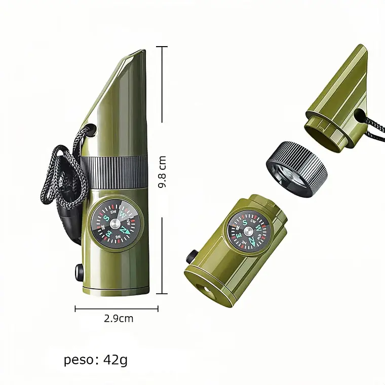 Silbato Brujula 7 En 1 Lupa Militar Multifuncion Emergencia 5