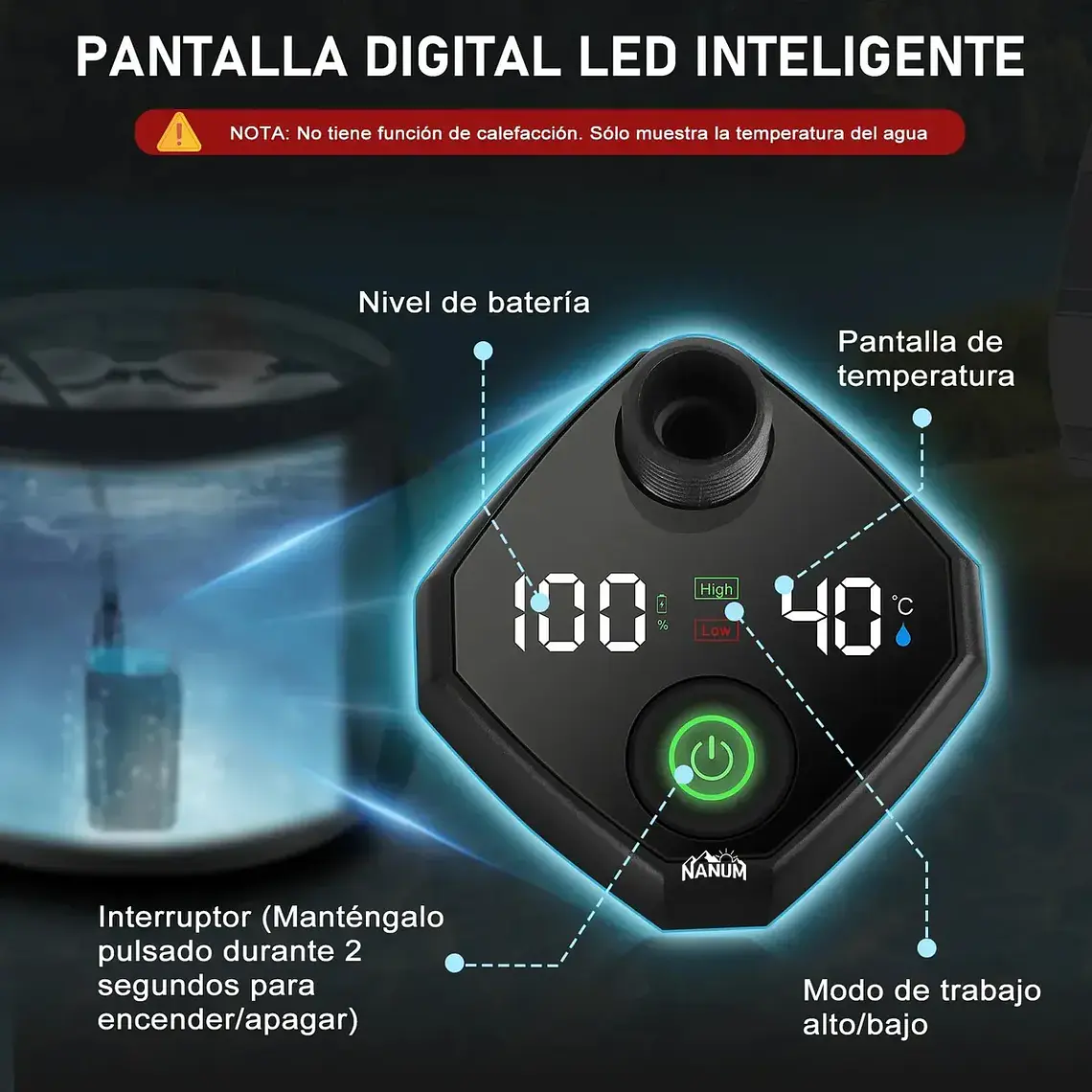 Ducha Portatil Camping 20l Recargable Con Pantalla Led 3