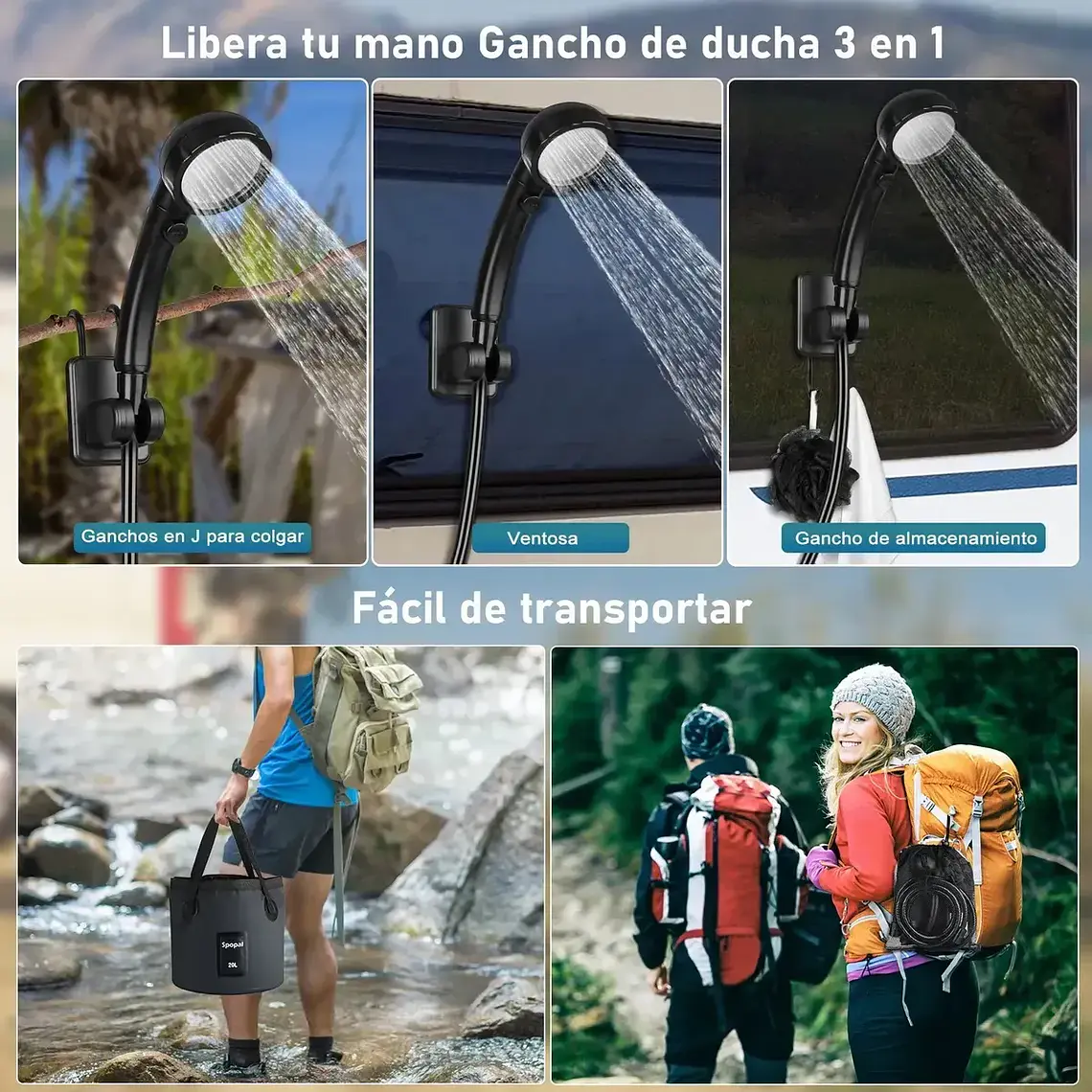 Ducha Portatil Camping 20l Recargable Con Pantalla Led 6