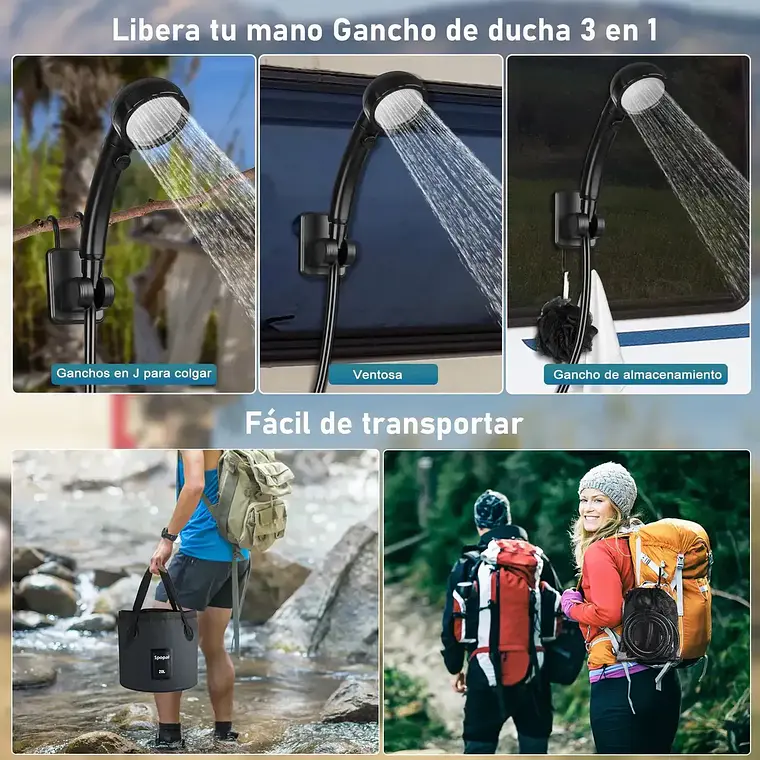 Ducha Portatil Camping 20l Recargable Con Pantalla Led 6