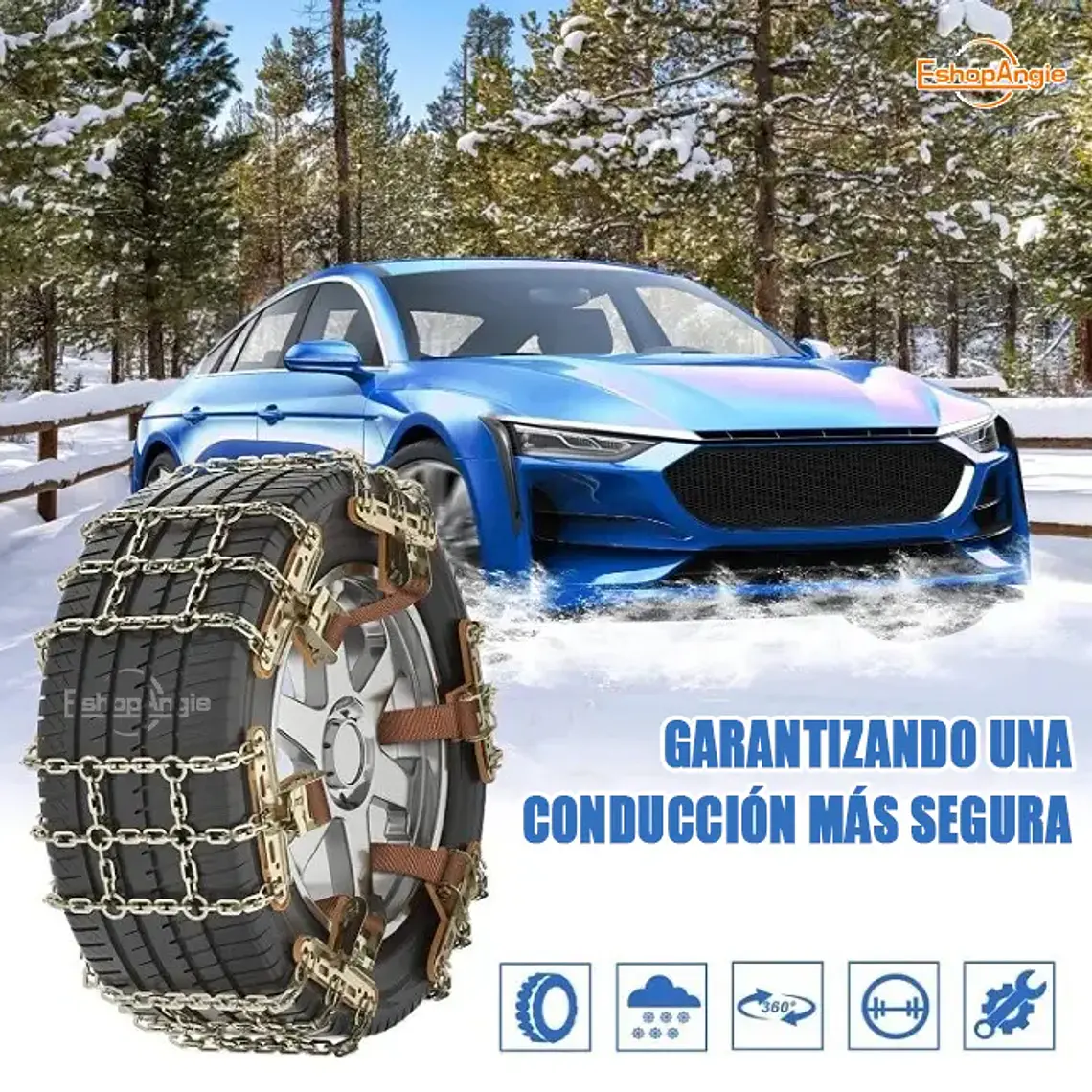 Set 6u Cadena Neumático Antideslizante Nieve Barro Universal 2