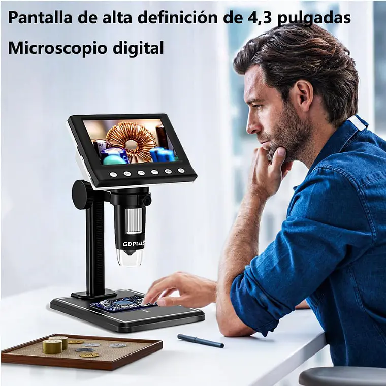 Microscopio Digital Usb 1000x Pantalla 4.3 Hd 8 Led 2