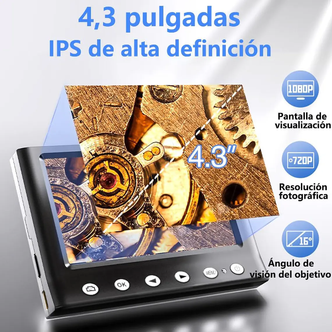 Microscopio Digital Usb 1000x Pantalla 4.3 Hd 8 Led 4