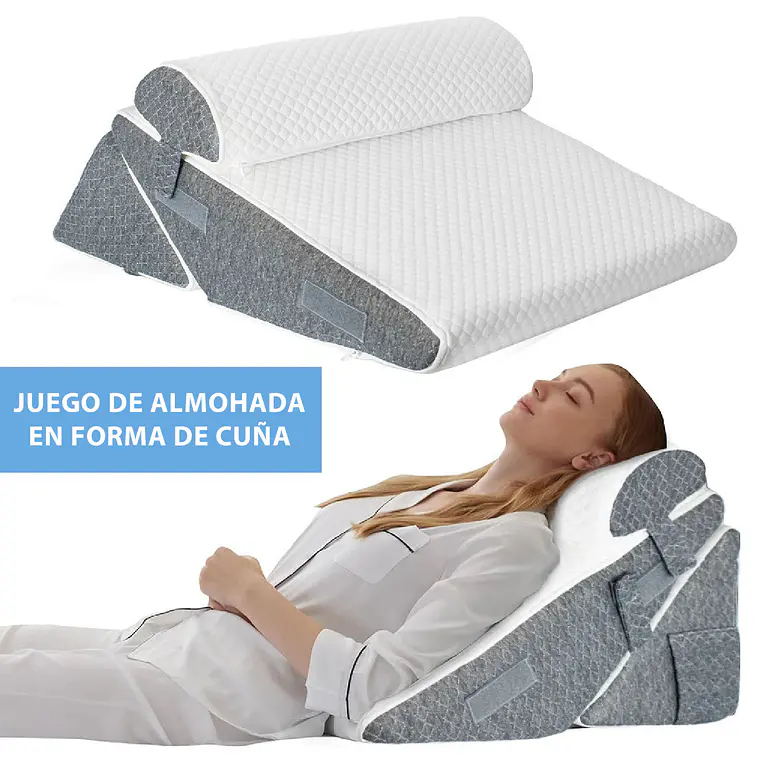 Almohada Cojin Antireflujo Tipo Cuña Respaldo Grande Adulto 2