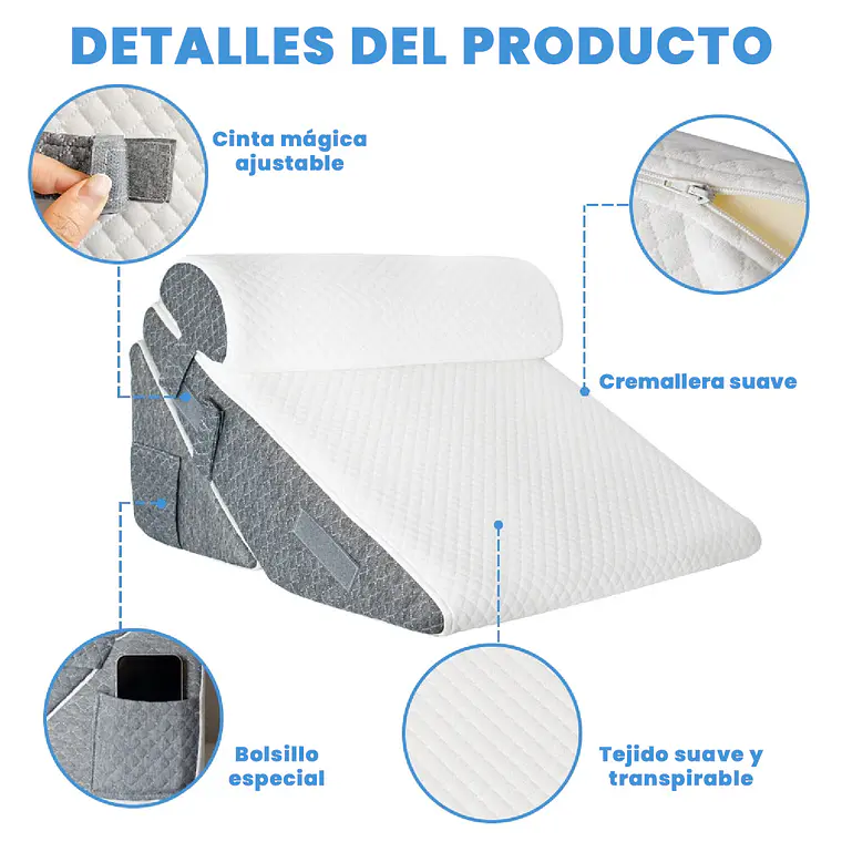Almohada Cojin Antireflujo Tipo Cuña Respaldo Grande Adulto 4