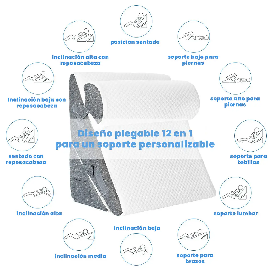 Almohada Cojin Antireflujo Tipo Cuña Respaldo Grande Adulto 5