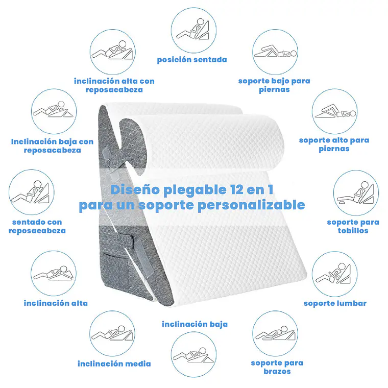 Almohada Cojin Antireflujo Tipo Cuña Respaldo Grande Adulto 5