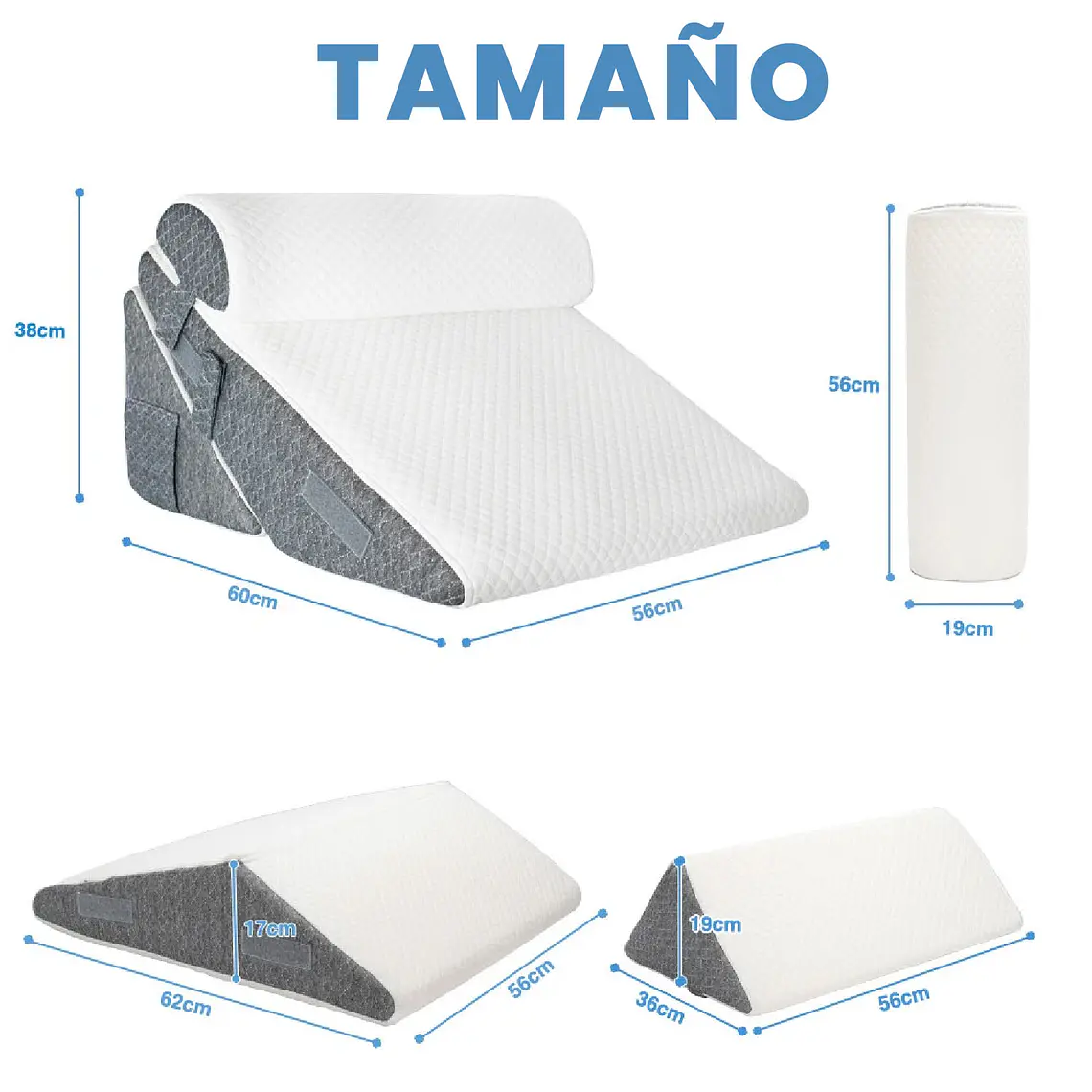 Almohada Cojin Antireflujo Tipo Cuña Respaldo Grande Adulto 7
