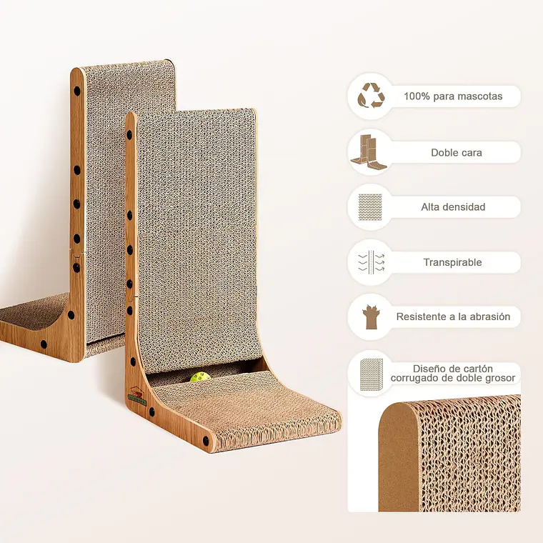 Rascador Vertical Para Gatos En Forma De L Carton Corrugado 2