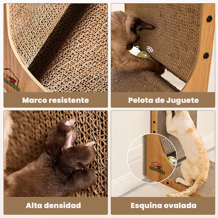 Rascador Vertical Para Gatos En Forma De L Carton Corrugado 3
