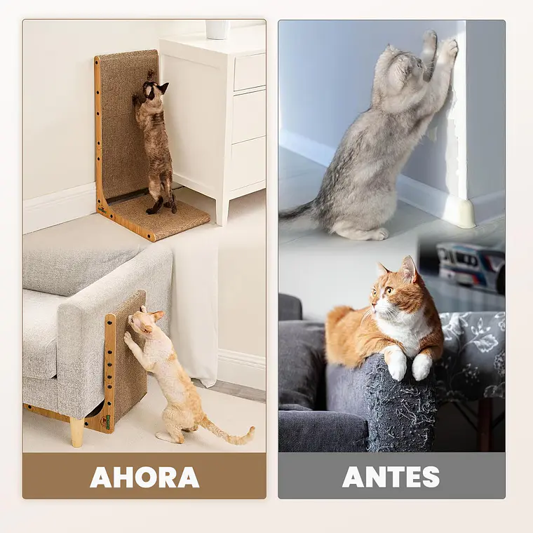 Rascador Vertical Para Gatos En Forma De L Carton Corrugado 4