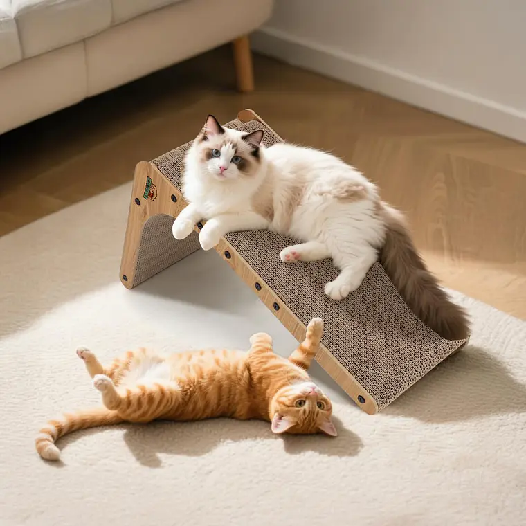 Rascador Vertical Para Gatos En Forma De L Carton Corrugado 5